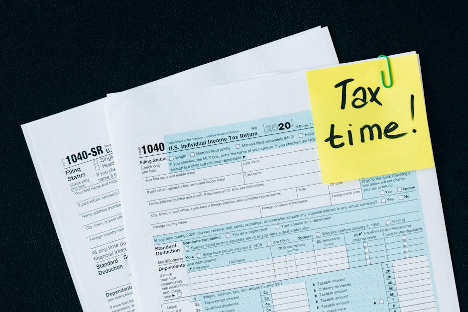 Home U.S. tax documents with a 'Tax time!' reminder, highlighting the importance of filing deadlines.